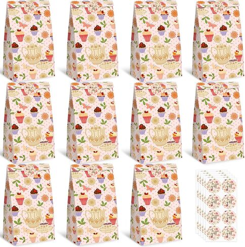 24 قطعة من أكياس هدايا الحفلات من Shindel، أكياس الشاي الجيدة مع ملصقات، 4.7 بوصة × 3.1 بوصة × 8.7 بوصة، أكياس هدايا ورقية، أكياس حلوى الحلوى، حقائب جيدة لحفلات الشاي وأعياد ميلاد الأطفال in Kuwait