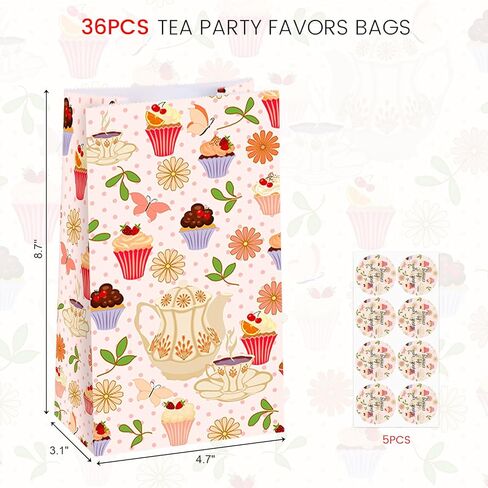 24 قطعة من أكياس هدايا الحفلات من Shindel، أكياس الشاي الجيدة مع ملصقات، 4.7 بوصة × 3.1 بوصة × 8.7 بوصة، أكياس هدايا ورقية، أكياس حلوى الحلوى، حقائب جيدة لحفلات الشاي وأعياد ميلاد الأطفال in Kuwait