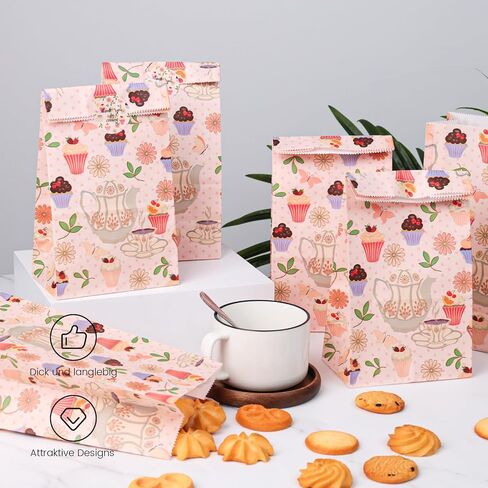 24 قطعة من أكياس هدايا الحفلات من Shindel، أكياس الشاي الجيدة مع ملصقات، 4.7 بوصة × 3.1 بوصة × 8.7 بوصة، أكياس هدايا ورقية، أكياس حلوى الحلوى، حقائب جيدة لحفلات الشاي وأعياد ميلاد الأطفال in Kuwait