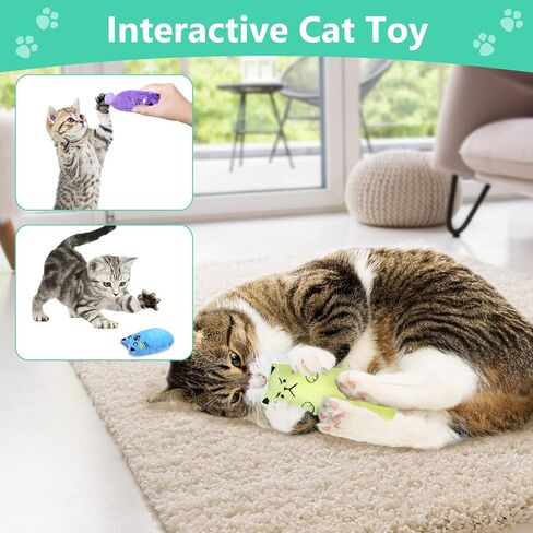 SCHITEC Catnip Toys, [4 PCS] Soft Plush Cat Nip Chew Toy for Indoor Cats, Interactive Kitten Pillow Kitty Teething Toy in Saudi Arabia