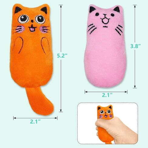 SCHITEC Catnip Toys, [4 PCS] Soft Plush Cat Nip Chew Toy for Indoor Cats, Interactive Kitten Pillow Kitty Teething Toy in Saudi Arabia
