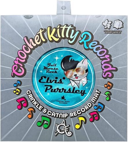 Crinkle and Catnip Record Cat Mat - 11 inches Rainbow Color Plush Stress Reliever & Mental Stimulation (Elvis Purrsley) in Saudi Arabia