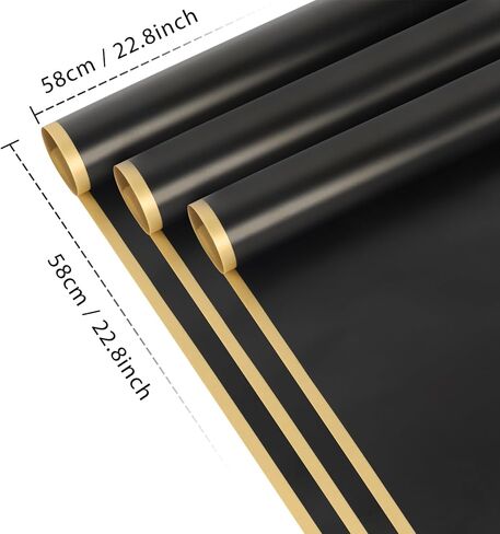 80 Sheet Flower Wrapping Paper - Waterproof Floral Bouquet Wrapping Paper, Florist Supplies Packaging Paper for Wedding Birthday Gift DIY (Black) in Saudi Arabia