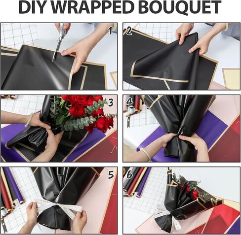 80 Sheet Flower Wrapping Paper - Waterproof Floral Bouquet Wrapping Paper, Florist Supplies Packaging Paper for Wedding Birthday Gift DIY (Black) in Saudi Arabia