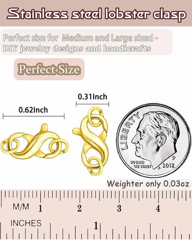 Dailyacc Double Opening Lobster Clasp 316 Stainless Steel Silver and Gold Pleted Necklace Bracelet Extender Clasps and Closures for DIY Jewelry in Kuwait