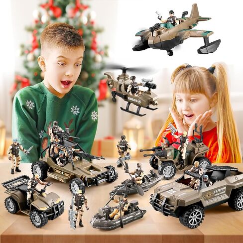 58-in-1 Army Men Toys for Boys 4-7 6-8 8-12, Military Truck/Helicopter/Kayak Boat/Motorcycle/ Army Men Action Figures/Weapon Gears, Army Toys for Boys Kids Birthday Gifts Party Favors in Saudi Arabia