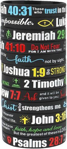 kilofly 12/24-Pack Christian Bible Verse Silicone Wristbands Scripture Bracelets in Kuwait