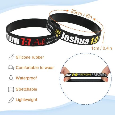 kilofly 12/24-Pack Christian Bible Verse Silicone Wristbands Scripture Bracelets in Kuwait