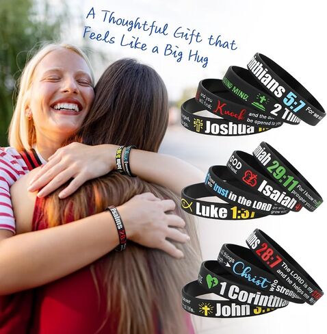 kilofly 12/24-Pack Christian Bible Verse Silicone Wristbands Scripture Bracelets in Kuwait