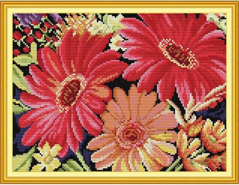 CROSSDECOR Stamped Cross Stitch Kits Full Range of Embroidery Patterns 11CT 3 Strands DIY Printed Cross-Stitch Kits for Adults Beginner -Monstera deliciosa Liebm 19.7x15 inch in Kuwait