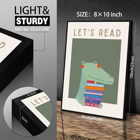 Educational Posters for Toddlers 1-3 Cute Crocodile Animal Reading Poster Let's Read Canvas Wall Art Green Kids Room Nursery Classroom Wall Decor 12x16 inch Unframed in Saudi Arabia