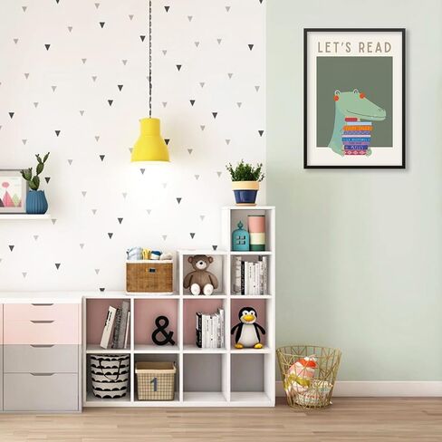 Educational Posters for Toddlers 1-3 Cute Crocodile Animal Reading Poster Let's Read Canvas Wall Art Green Kids Room Nursery Classroom Wall Decor 12x16 inch Unframed in Saudi Arabia
