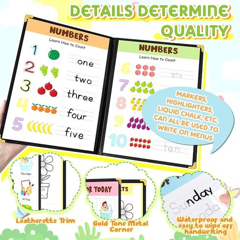 Fuyoooo Homeschool Preschool My Morning Menu Book Kit, Includes 16 Educational Posters and 2 Morning Menu Covers for Toddlers Learning Activities, Kids Operation Christmas Items Gifts(Rainbow Color) in Saudi Arabia