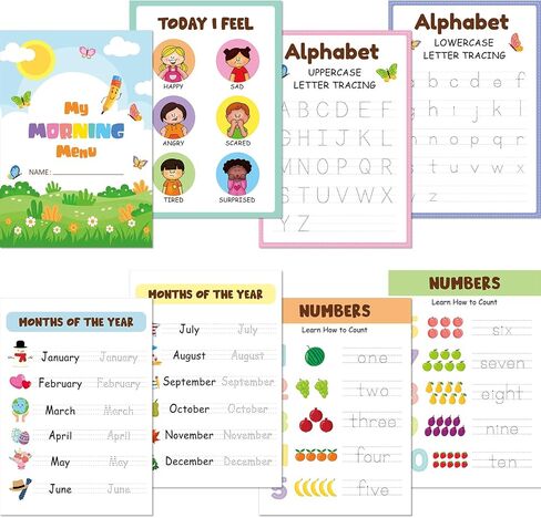 Fuyoooo Homeschool Preschool My Morning Menu Book Kit, Includes 16 Educational Posters and 2 Morning Menu Covers for Toddlers Learning Activities, Kids Operation Christmas Items Gifts(Rainbow Color) in Saudi Arabia