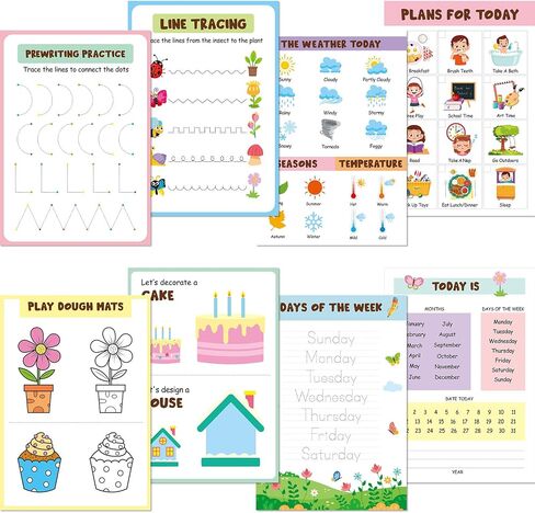 Fuyoooo Homeschool Preschool My Morning Menu Book Kit, Includes 16 Educational Posters and 2 Morning Menu Covers for Toddlers Learning Activities, Kids Operation Christmas Items Gifts(Rainbow Color) in Saudi Arabia