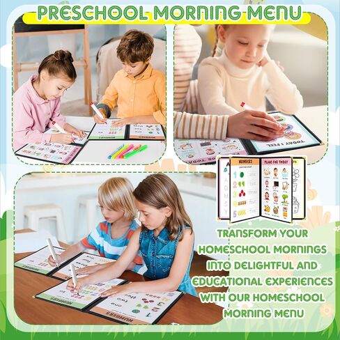 Fuyoooo Homeschool Preschool My Morning Menu Book Kit, Includes 16 Educational Posters and 2 Morning Menu Covers for Toddlers Learning Activities, Kids Operation Christmas Items Gifts(Rainbow Color) in Saudi Arabia