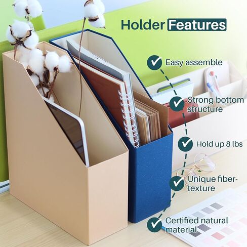 Magazine Holder - File Holder and Desk Organizer, Paperboard Book Organizer and Storage Box for Documents, Magazine Holder Rack for Classroom, Home, and Office (Leaf Green, 2-Pack) in Saudi Arabia