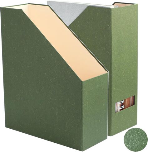 Magazine Holder - File Holder and Desk Organizer, Paperboard Book Organizer and Storage Box for Documents, Magazine Holder Rack for Classroom, Home, and Office (Leaf Green, 2-Pack) in Saudi Arabia