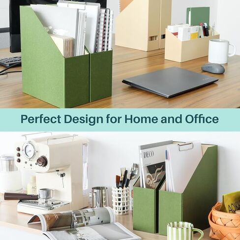 Magazine Holder - File Holder and Desk Organizer, Paperboard Book Organizer and Storage Box for Documents, Magazine Holder Rack for Classroom, Home, and Office (Leaf Green, 2-Pack) in Saudi Arabia