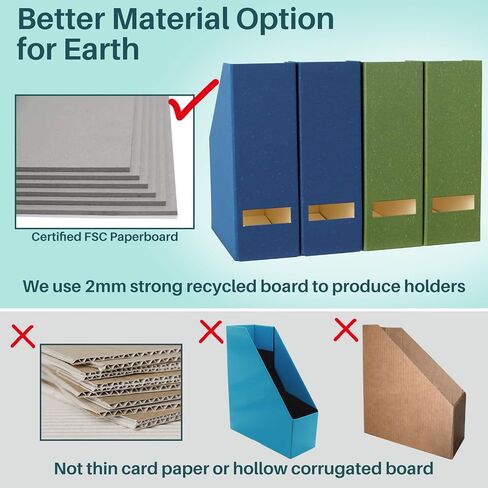 Magazine Holder - File Holder and Desk Organizer, Paperboard Book Organizer and Storage Box for Documents, Magazine Holder Rack for Classroom, Home, and Office (Leaf Green, 2-Pack) in Saudi Arabia