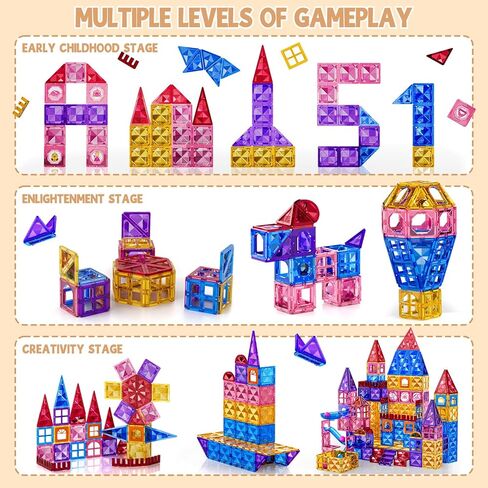 البلاط المغناطيسي للأطفال الصغار الذين تتراوح أعمارهم بين 3-5 4-8 8-10، لبنات البناء المغناطيسية للأطفال الذين تتراوح أعمارهم بين 4-8 8-12، ألعاب مكعبات البناء التعليمية للأطفال الصغار هدايا عيد الميلاد عيد الميلاد in Kuwait