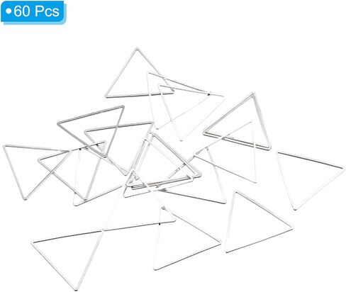 PATIKIL Beading Hoop Earrings, 60 Pcs Triangle Beading Findings Copper Hoop Earring for DIY Crafts Making Earring Necklace Making(29mm, Silver) in Saudi Arabia