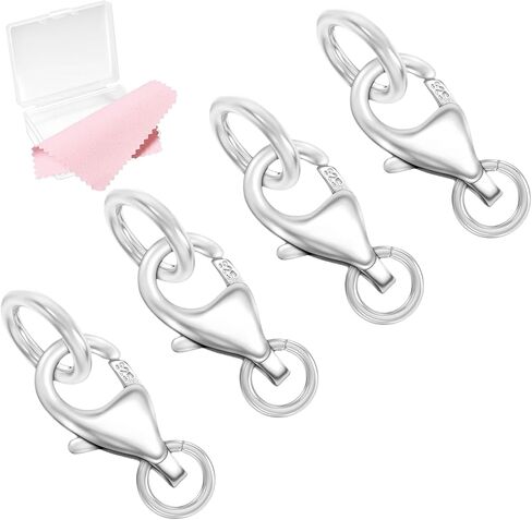 925 Sterling Silver Lobster Claw Clasps with 2 Closed Jump Rings,Lobster Clasp Sterling Silver Rings Bracelet Clasps and Closures Necklace Clasps for Jewelry Making(Made in Italy) in Saudi Arabia