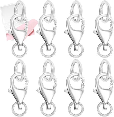 925 Sterling Silver Lobster Claw Clasps with 2 Closed Jump Rings,Lobster Clasp Sterling Silver Rings Bracelet Clasps and Closures Necklace Clasps for Jewelry Making(Made in Italy) in Saudi Arabia