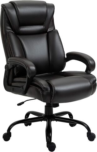 Vinsetto Big and Tall 400lbs Executive Office Chair with Wide Seat, Computer Desk Chair with High Back PU Leather Ergonomic Upholstery, Adjustable Height and Swivel Wheels, White in Saudi Arabia