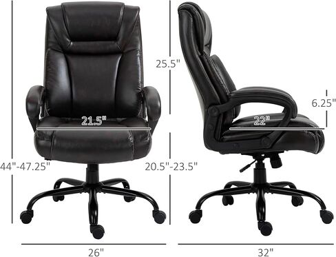 Vinsetto Big and Tall 400lbs Executive Office Chair with Wide Seat, Computer Desk Chair with High Back PU Leather Ergonomic Upholstery, Adjustable Height and Swivel Wheels, White in Saudi Arabia