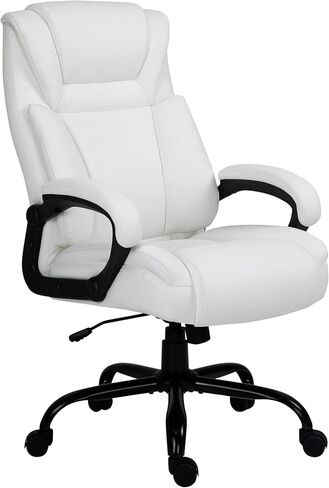 Vinsetto Big and Tall 400lbs Executive Office Chair with Wide Seat, Computer Desk Chair with High Back PU Leather Ergonomic Upholstery, Adjustable Height and Swivel Wheels, White in Saudi Arabia