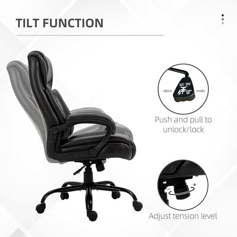 Vinsetto Big and Tall 400lbs Executive Office Chair with Wide Seat, Computer Desk Chair with High Back PU Leather Ergonomic Upholstery, Adjustable Height and Swivel Wheels, White in Saudi Arabia