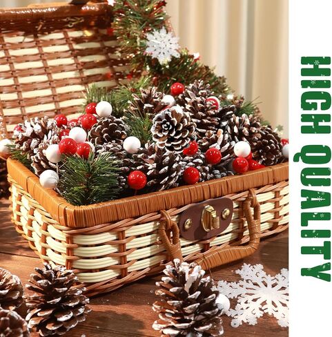 hatisan 115Pcs Christmas Pine Cones Berry Pine Branch Set White Christmas Decorations for DIY Crafts Home Xmas Tree Gift Party Supplies, Assorted Sizes in Saudi Arabia