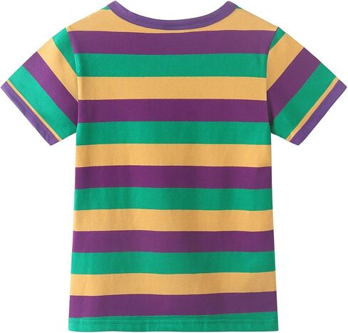 تيشيرتات صيفية للفتيات من Spring&Gege بأكمام قصيرة مخططة بألوان متعددة بلوفر بياقة دائرية عصرية وبلوزة غير رسمية (5-14 سنة) in Kuwait