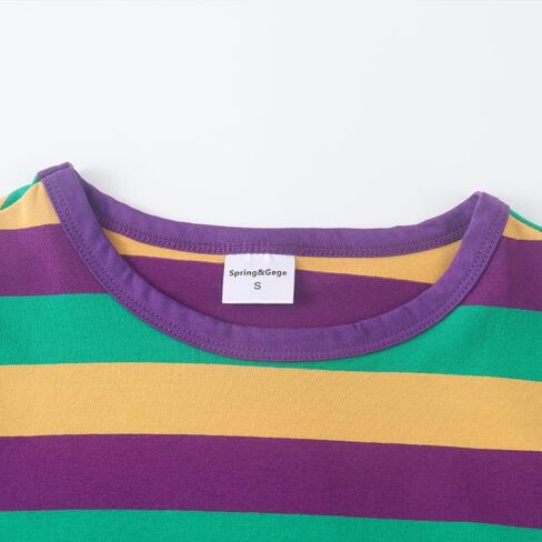 تيشيرتات صيفية للفتيات من Spring&Gege بأكمام قصيرة مخططة بألوان متعددة بلوفر بياقة دائرية عصرية وبلوزة غير رسمية (5-14 سنة) in Kuwait