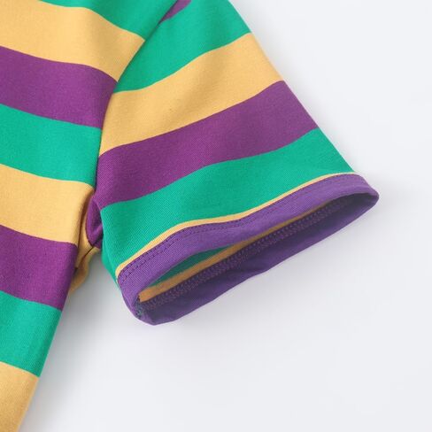 تيشيرتات صيفية للفتيات من Spring&Gege بأكمام قصيرة مخططة بألوان متعددة بلوفر بياقة دائرية عصرية وبلوزة غير رسمية (5-14 سنة) in Kuwait