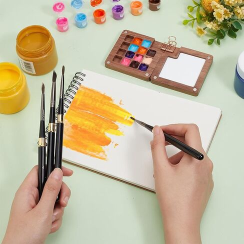 PH PandaHall 7Pcs Portable Watercolor Palette with Clip 15 Color Wooden Grid Palette Box, Mini Travel Watercolor Supplies A5 Paper Sketchbook 4 Artist Paint Brushes Set with Protective Case in Saudi Arabia