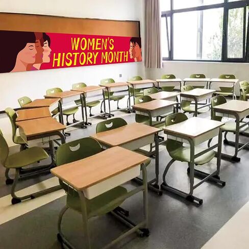 Women's History Month Decorations Banner 118x19 Inches National Women's Day Poster Women Month Indoor/Outdoor Yard Sign with Grommet for School Classroom Decor Garden House Fence in Kuwait