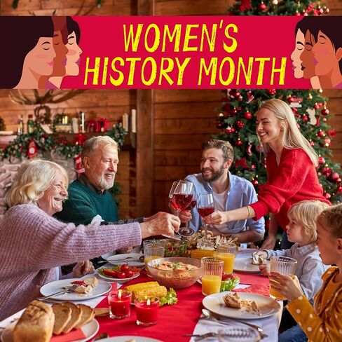 Women's History Month Decorations Banner 118x19 Inches National Women's Day Poster Women Month Indoor/Outdoor Yard Sign with Grommet for School Classroom Decor Garden House Fence in Kuwait