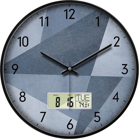 Modern Digital Wall Clock Battery Operated with Temperature Green Forest Non-Ticking Clock with Date and Week Temperature Large Display for Bathroom Bedroom Living Room Farmhouse Decor 12 Inch in Kuwait