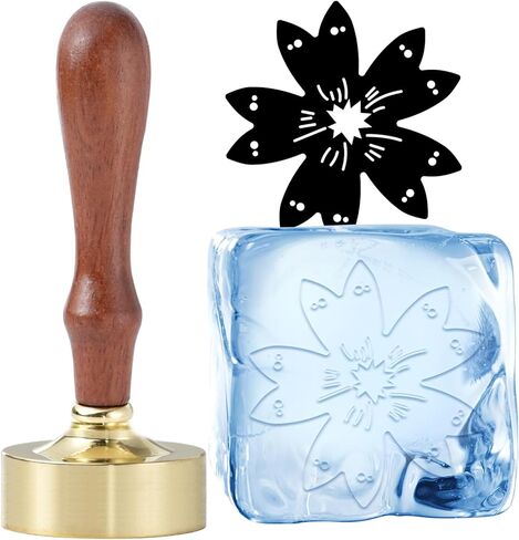 صانع مكعبات الثلج على شكل زهرة، رأس نحاسي قابل للإزالة مقاس 1.5 بوصة ومقبض خشبي، يصنع مكعبات ثلج مخصصة للكوكتيلات والمشروبات in Kuwait