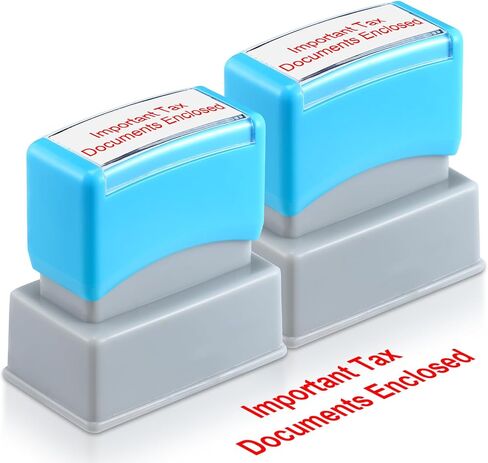 2 Pcs Self Inking Rubber Stamp Important Tax Documents Enclosed Office Stamp Red Ink Pre Inked Message Stamp Refillable Scanned Stamper for Business in Saudi Arabia