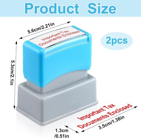 2 Pcs Self Inking Rubber Stamp Important Tax Documents Enclosed Office Stamp Red Ink Pre Inked Message Stamp Refillable Scanned Stamper for Business in Saudi Arabia