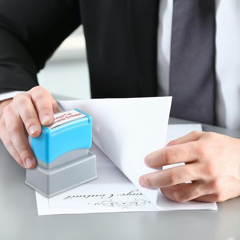 2 Pcs Self Inking Rubber Stamp Important Tax Documents Enclosed Office Stamp Red Ink Pre Inked Message Stamp Refillable Scanned Stamper for Business in Saudi Arabia