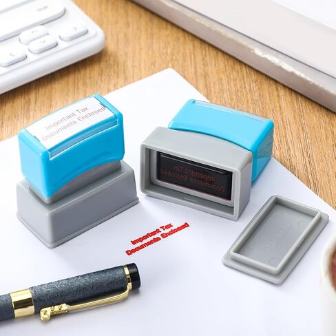 2 Pcs Self Inking Rubber Stamp Important Tax Documents Enclosed Office Stamp Red Ink Pre Inked Message Stamp Refillable Scanned Stamper for Business in Saudi Arabia