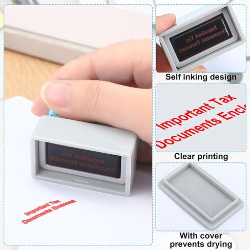 2 Pcs Self Inking Rubber Stamp Important Tax Documents Enclosed Office Stamp Red Ink Pre Inked Message Stamp Refillable Scanned Stamper for Business in Saudi Arabia