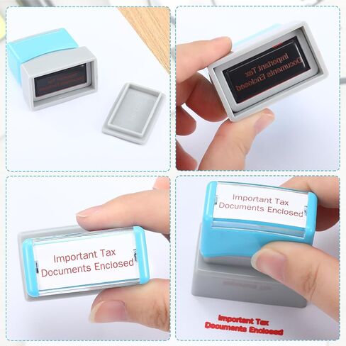 2 Pcs Self Inking Rubber Stamp Important Tax Documents Enclosed Office Stamp Red Ink Pre Inked Message Stamp Refillable Scanned Stamper for Business in Saudi Arabia