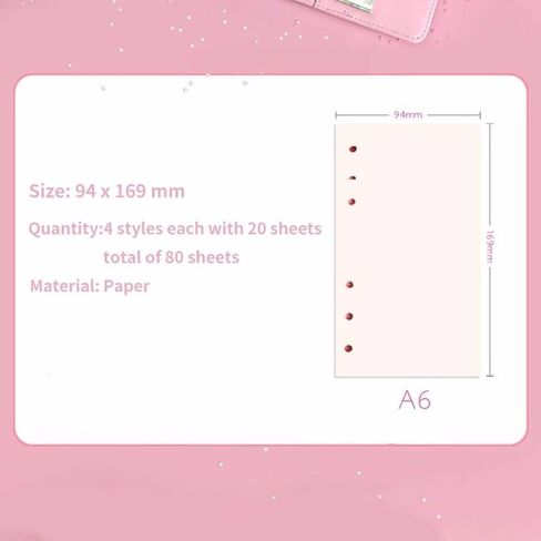 Leadigol A6 Lined Refill Paper, 80 Sheets Loose Leaf Binder Paper for 6-Ring Binders,A6 Lined Notebook Paper,Journal Writing Paper,Planner Inserts Paper Refill in Saudi Arabia