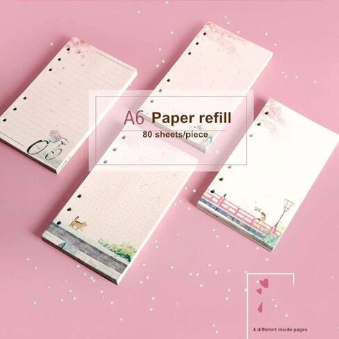 Leadigol A6 Lined Refill Paper, 80 Sheets Loose Leaf Binder Paper for 6-Ring Binders,A6 Lined Notebook Paper,Journal Writing Paper,Planner Inserts Paper Refill in Saudi Arabia