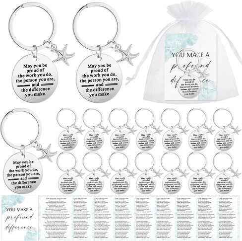 the Starfish Story Coworker Leaving Employee Thank You Inspirational Keychain White Organza Bags for Team Retirement in Saudi Arabia